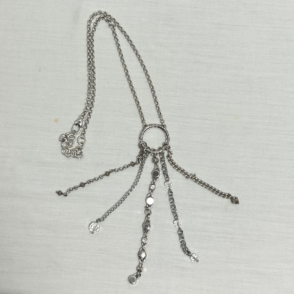 Brighton Infinity Tassel Necklace Silver Plated Clear Crystals 18” Retired - Picture 7 of 14